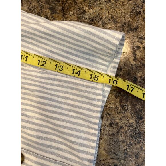 Abercrombie and Fitch NEW Blue Stripe Crop Shirt XL Smocked Adjustable Straps - Picture 8 of 8